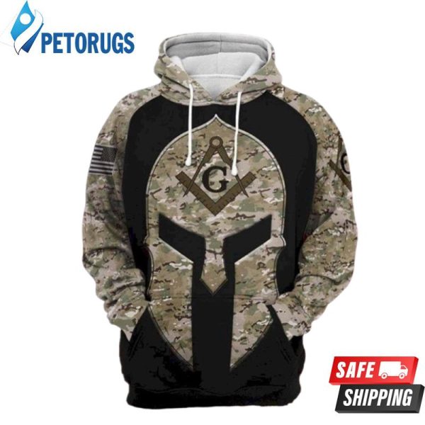 Knight Camo Pattern Freemasonry 3D Hoodie