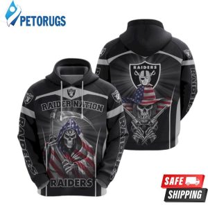 Las Vegas Raiders Skull Flat Usa And Pered Custom Las Vegas Raiders Graphic 3D Hoodie