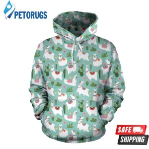 Llama With Cactus Themed 3D Hoodie