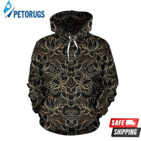 Lotus Gold Mandala Themed 3D Hoodie