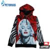 Marilyn Monroe Red Roses Zebra Red Black & White 3D Hoodie