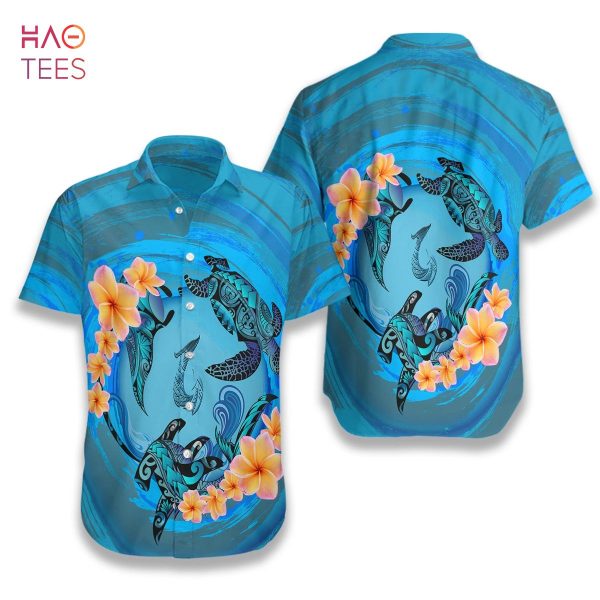 Marquesas Islands Blue Plumeria Animal Tattoo Hawaiian Shirt