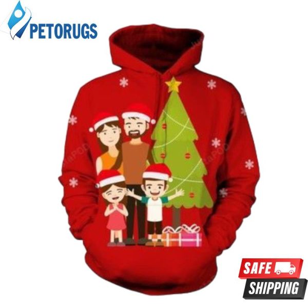 Merry Christmas The Pattern Of A Happy Family 3D Hoodie