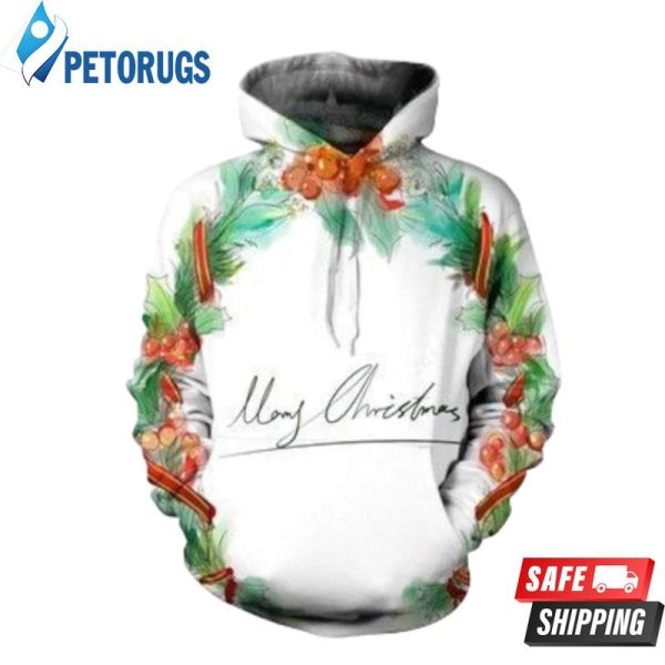 Merry Christmas The Pattern Of Christmas Garland 3D Hoodie