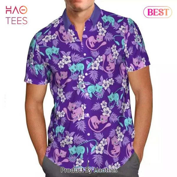 Mew Tropical Floral Hawaiian Shirt Anime Shirt for Men Women