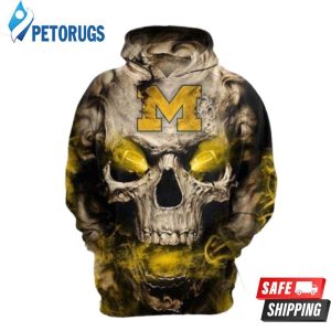 Michigan Wolverines Skull Michigan Wolverines 3D Hoodie