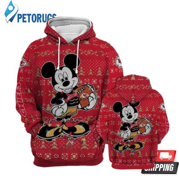 Mickey Disney Kansas City Chiefs Ugly Christmas 3D Hoodie