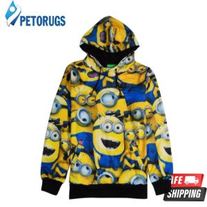 Minions Collage Mendespicable Me Cartoon Movie Blue Yellow & Black 3D Hoodie