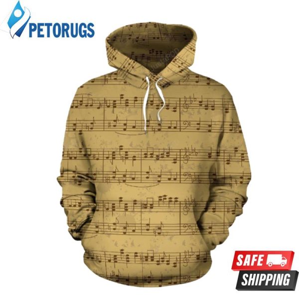 Music Note Vintage Themed 3D Hoodie