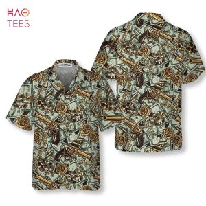 NEW Gangster And Money Vintage Seamless Pattern Hawaiian Shirt