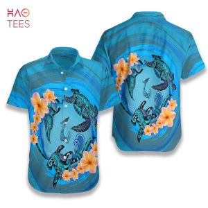 NEW Marquesas Islands Blue Plumeria Animal Tattoo Hawaiian Shirt