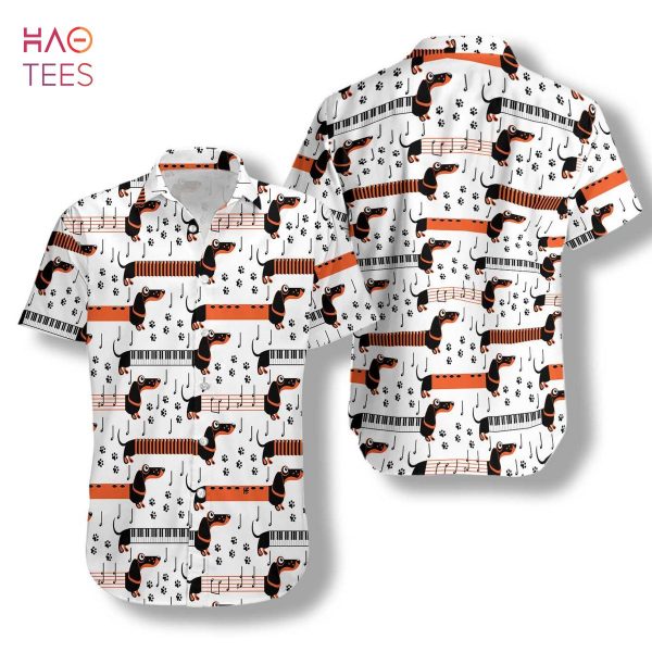 NEW Piano Dachshund Dog Shirt For Men Hawaiian Shirt