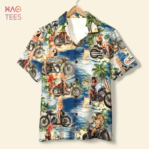 NEW Pin Up Girl Biker Hawaiian Shirt