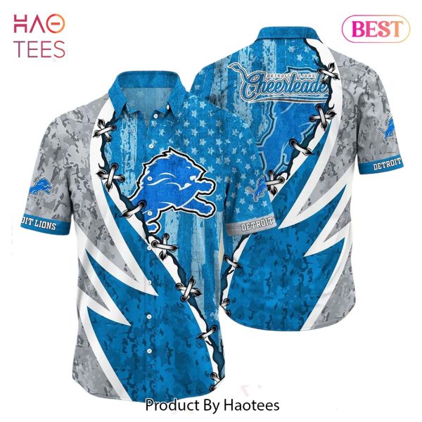 NFL Detroit Lions Hawaiian Shirt Graphic American Flag Print This Summer Gift For Fans