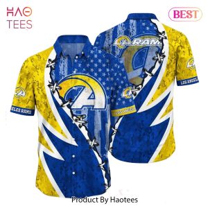 NFL Los Angeles Rams Hawaiian Shirt Graphic American Flag Print This Summer Gift For Fans