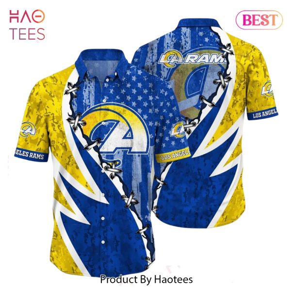 NFL Los Angeles Rams Hawaiian Shirt Graphic American Flag Print This Summer Gift For Fans