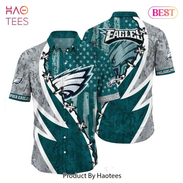 NFL Philadelphia Eagles Hawaiian Shirt Graphic American Flag Print This Summer Gift For Fans