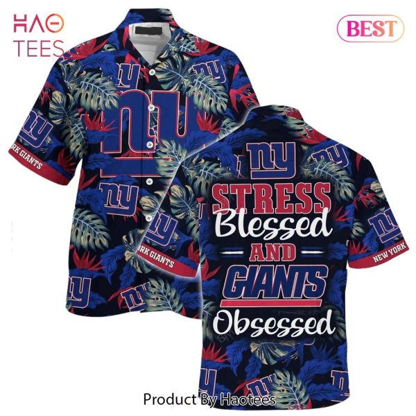 New York Giants NFL Hawaiian Shirt Stress Blessed Obsessed Summer Beach Shirt Gift For Fans Giants