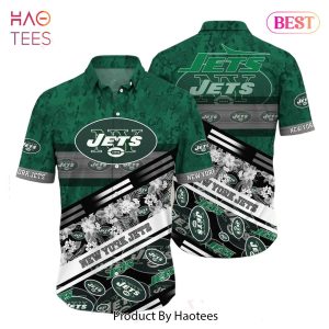 New York Jets NFL Hawaiian Shirt Graphic Tropical Pattern 3D Printed Beach Shirt Summer Gift For Fans