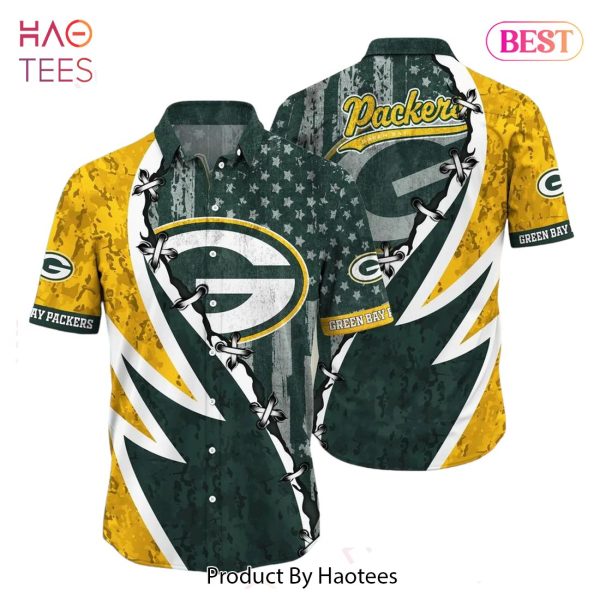 Nfl Green Bay Packers Hawaiian Shirt Graphic American Flag Print This Summer Gift For Fans