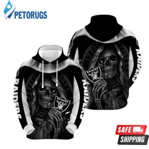 Official Nfl Oakland Raiders Skull 3D Hoodie