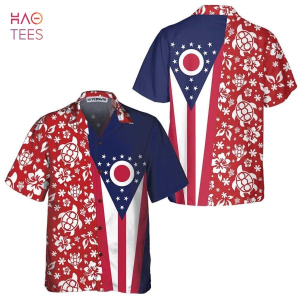 Ohio Flag And Hibiscus Ohio State Hawaiian Shirt