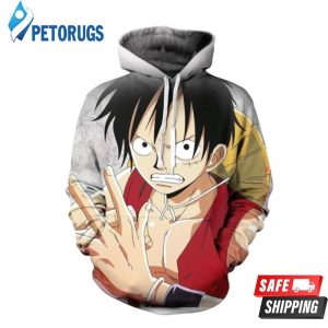 One Piece Monkey D Luffy Grey 3D Hoodie