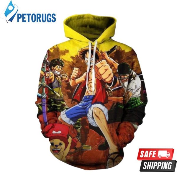 One Piece Monkey D Luffy Roronoa Zoro Usopp Tony Tony Chopper 3D Hoodie