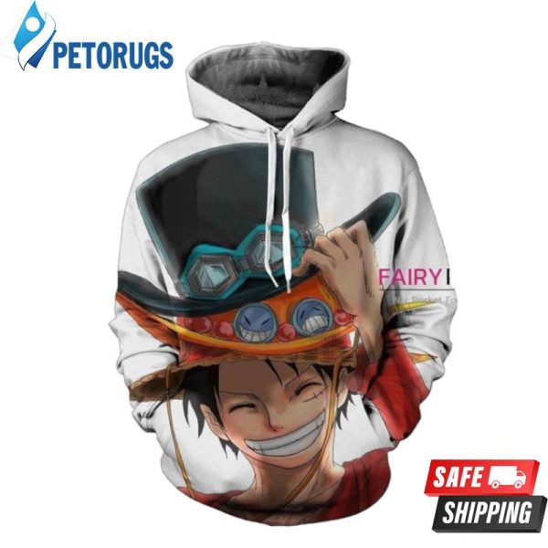 One Piece Monkey D Luffy White B 3D Hoodie