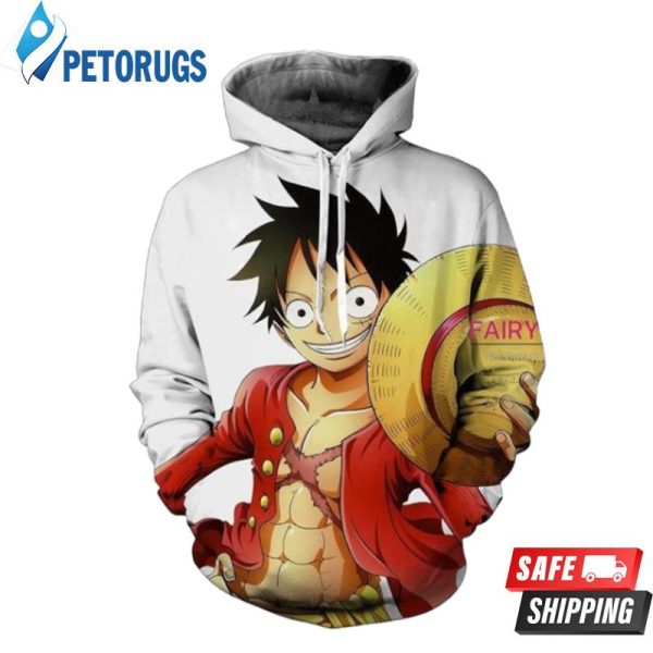 One Piece Monkey D Luffy White C 3D Hoodie