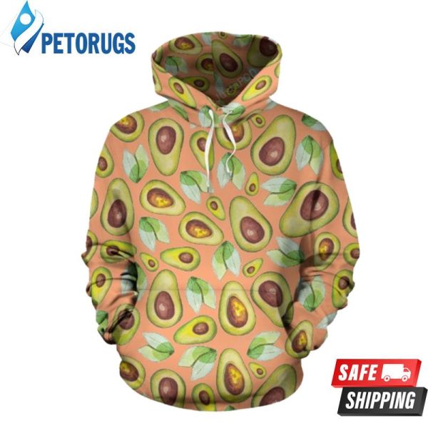 Orange Avocado Pattern 3D Hoodie