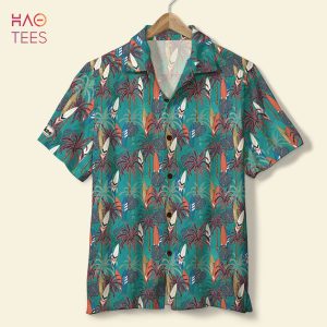 Palm Trees Background Surfing Hawaiian Shirt