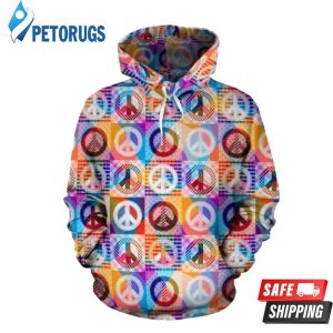 Peace Sign Patchwork 3D Hoodie