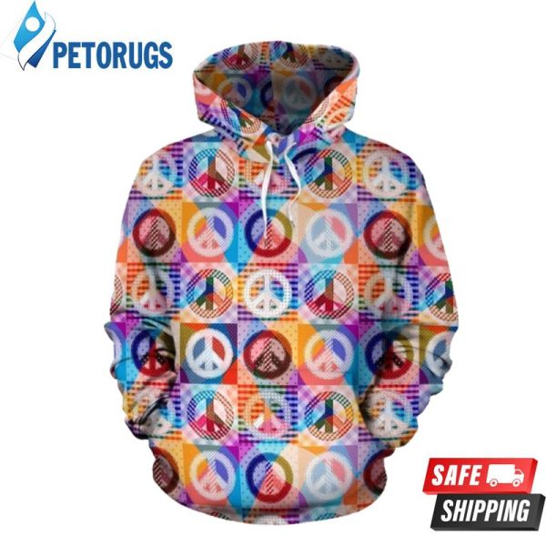 Peace Sign Patchwork 3D Hoodie