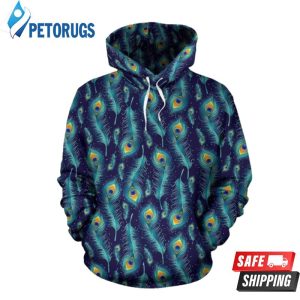 Peacock Feather Blue 3D Hoodie