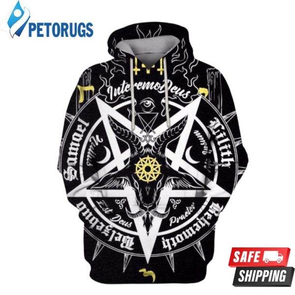 Pentagram Baphomet Occult Illustration 3D Hoodie