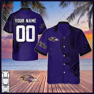 Personalize NFL Baltimore Ravens Polynesian Tattoo Design Hawaiian Shirt