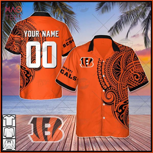 Personalize NFL Cincinnati Bengals Polynesian Tattoo Design Hawaiian Shirt