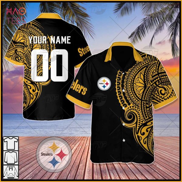 Personalize NFL Pittsburgh Steelers Polynesian Tattoo Design Hawaiian Shirt