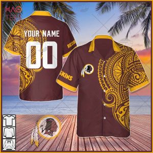 Personalize NFL Washington Redskins Polynesian Tattoo Design Hawaiian Shirt