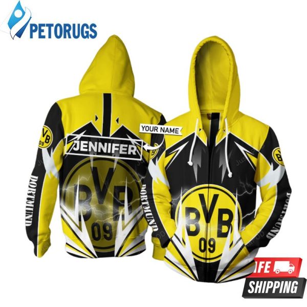 Personalized Borussia Dortmund Lightning Custom Name 3D Hoodie