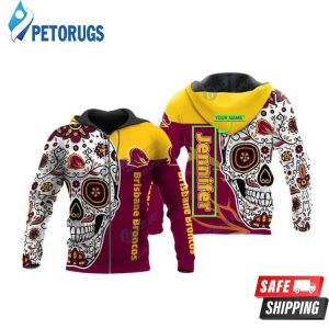 Personalized Brisbane Broncos Skull22 Custom Name 3D Hoodie