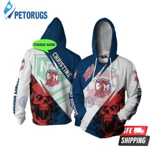 Personalized Dug Sydney Roosters Nrl Skull Custom Name 3D Hoodie