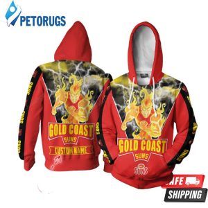 Personalized Gold Coast Suns Afl Mascot Custom Name 3D Hoodie