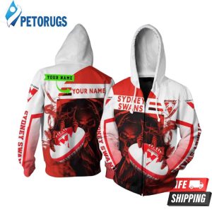 Personalized Sydney Swans Afl Skull Ball New Custom Name 3D Hoodie