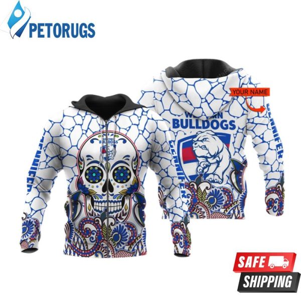 Personalized Western Bulldogs Skullflower Custom Name 3D Hoodie