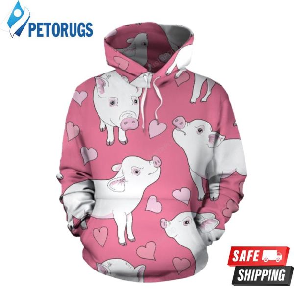 Pig Heart Pattern 3D Hoodie