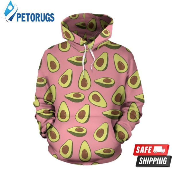 Pink Avocado Pattern 3D Hoodie