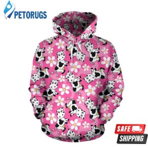 Pink Cartoon Cow Pattern 3D Hoodie