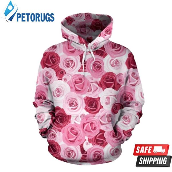 Pink Red Rose Pattern 3D Hoodie